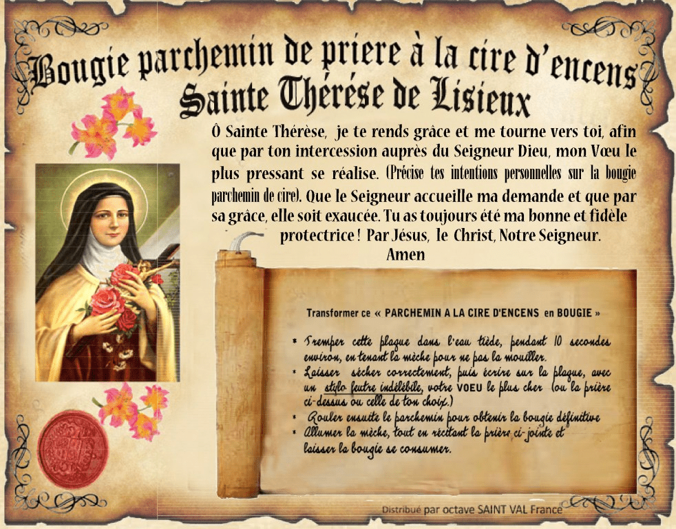 Parchemin De Cire Notre-Dame De Lourdes - Pour Prières Et Vœux - Bougie à Encens à Brûler Avec Intention