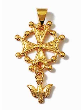 Pendentif Croix du saint-esprit en plaqué or