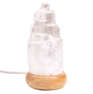 Mini Lampe en selenite blanche avec USB et LED