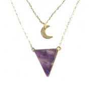 Collier Triangle et Lune Améthyste